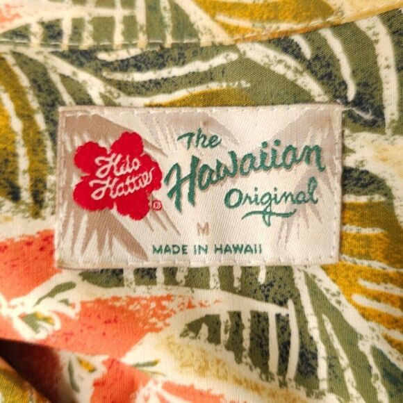 Vintage Hilo Hattie Hawaiian Shirt Mens Size Medium Orange Made In Hawaii USA - Picture 5 of 6